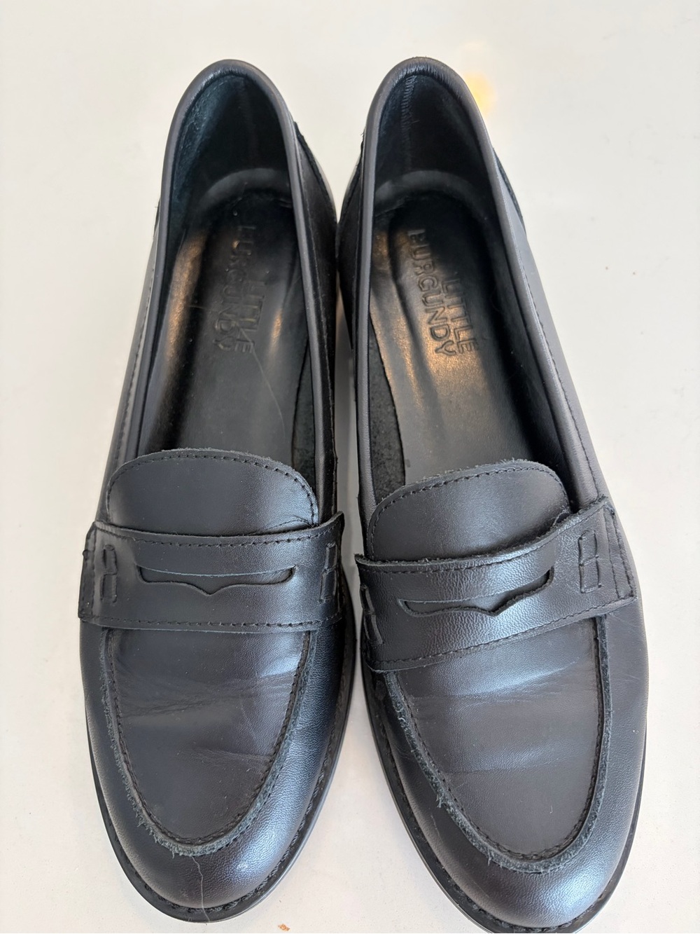 Black Leather Penny Loafers -